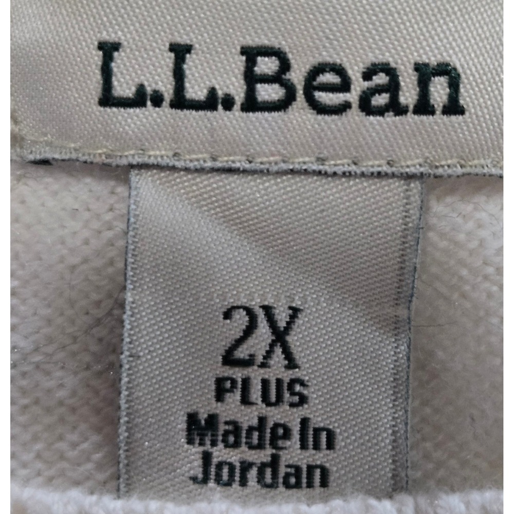 LL Bean Womens 2X Preppy Cotton Cashmere Striped Crewneck Sweater White Multi - Picture 8 of 9